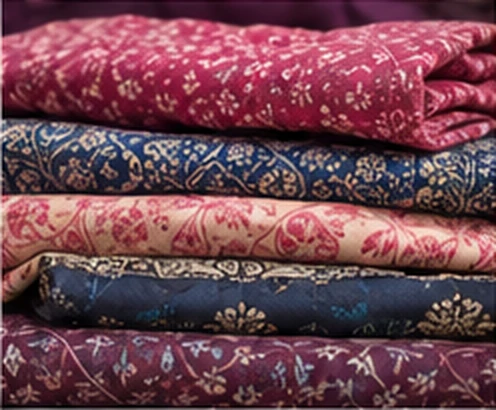 Folded block-printed cotton dress material